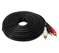System-S Câble RCA 2 RCA 10 m mâle vers AUX jack 3,5 mm mâle stéréo AV en noir