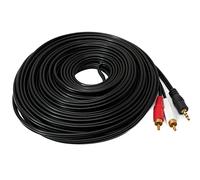 System-S Câble RCA 2 RCA 15 m mâle vers AUX jack 3,5 mm mâle stéréo AV en noir