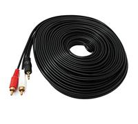 SYSTEM-S Câble RCA 2 RCA 20 m mâle vers AUX jack 3,5 mm mâle stéréo AV en noir