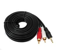 System-S Câble RCA 2 RCA 5 m mâle vers AUX jack 3,5 mm mâle stéréo AV en noir