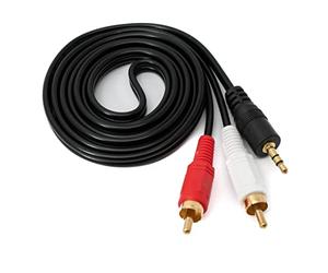 System-S Câble RCA 2 RCA mâle vers prise AUX jack 3,5 mm stéréo AV Noir 1,5 m, Câble Auxiliaire