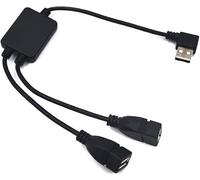 System-S Câble répartiteur USB 2.0 en Y - USB-A mâle vers 2 ports USB A femelle - Fiche coudée à 90° - Répartiteur passif USB - 30 cm