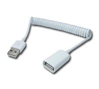 System-S Câble USB 2.0 90 cm Type A mâle vers Femelle Spirale Extensible Adaptateur Blanc