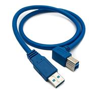SYSTEM-S Câble USB 3.0 type B mâle vers type A mâle coudé Bleu 60 cm