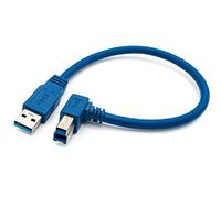 SYSTEM-S Câble USB 3.0 type B mâle vers type A mâle coudé en bleu 30 cm