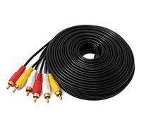 System-S Cinch 3 RCA Câble 10 m mâle vers mâle stéréo & composite AV Adaptateur Noir