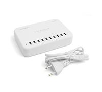 SYSTEM-S Hub USB 10 x 2.0 Type A Femelle vers Bloc d'alimentation 120 W 5 V - Station de Charge Multiple à 10 Ports