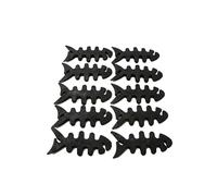 SYSTEM-S Lot de 10 enrouleurs de câbles en Silicone en Forme de Poisson Noir