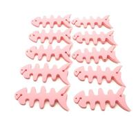 SYSTEM-S Lot de 10 enrouleurs de câbles en silicone en forme de poisson Rose