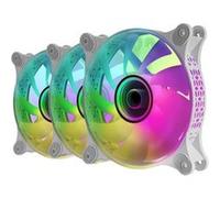 Mars Gaming - Kit 3 ventilateurs MF-3DKIT 12 cm ARGB 360° Infinity 3D Anti-vibration Blanc