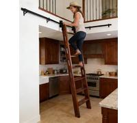 Système à Rouleaux pour Échelle de Grenier avec Rail Coulissant pour Angle Droit, Kit pour Rangement Domestique, Garage et Bibliothèque, Freins(620cm/20.3ft)