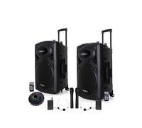 système actif amplifié batterie 1400w port12-vhf sonorisation karaoké musiciens dj usb bluetooth mobile + pieds + ovni