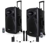 système actif amplifié batterie 1400w port12 vhf sonorisation karaoké musiciens dj usb bluetooth mobile + pieds