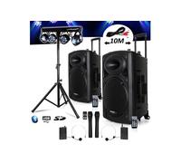 Système Actif Batterie 1400W Port12 VHF Sono Musiciens DJ USB Bluetooth Mobile + X-Performer Portique +4 PAR /UV/FRIZTAL DMX