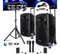 système actif batterie 1400w port12 vhf sono musiciens dj usb bluetooth mobile + x-performer portique +4 par /uv/friztal dmx