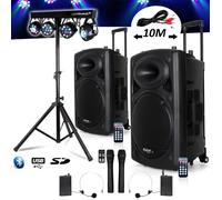Système Actif Batterie 1400W Port12 VHF Sono Musiciens DJ USB Bluetooth Mobile + X-Performer Portique +4 PAR /UV/FRIZTAL DMX