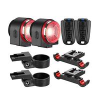 Systeme Alarme Maison, 2 en 1 feu arrière de vélo Alarme de vélo télécommande USB Charge cambrioleur DB IPX5 étanche détection de Frein Intelligente(D)