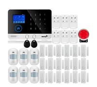 Systeme Alarme Maison, sans Fil Tuya APP SIM GSM Maison RFID cambrioleur sécurité LCD Clavier Tactile GSM système d'alarme Kit de capteur(W2B Bundle 7)