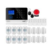 Systeme Alarme Maison, sans Fil Tuya APP SIM GSM Maison RFID cambrioleur sécurité LCD Clavier Tactile GSM système d'alarme Kit de capteur(W2B Bundle 5)