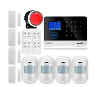 Systeme Alarme Maison, sans Fil Tuya APP SIM GSM Maison RFID cambrioleur sécurité LCD Clavier Tactile GSM système d'alarme Kit de capteur(W2B Bundle 4)