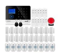 Systeme Alarme Maison, sans Fil Tuya APP SIM GSM Maison RFID cambrioleur sécurité LCD Clavier Tactile GSM système d'alarme Kit de capteur(W2B Bundle 8)