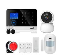 Systeme Alarme Maison, sans Fil Tuya APP SIM GSM Maison RFID cambrioleur sécurité LCD Clavier Tactile GSM système d'alarme Kit de capteur(W2B Bundle 2)