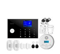 Systeme Alarme Maison, Système d'alarme GSM Tuya Maison Intelligente écran TFT RFID APP Clavier Tactile Maison cambrioleur Alarme de sécurité Prise en Charge Commutation vocale(J)