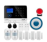 Systeme Alarme Maison, Tuya GSM Protection de sécurité à Domicile système d'alarme Intelligent écran Tactile Kit antivol Application Mobile télécommande RFID Bras et désarmer(W2B15)