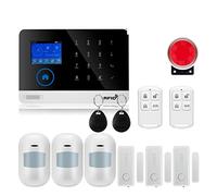 Systeme Alarme Maison, Tuya GSM Protection de sécurité à Domicile système d'alarme Intelligent écran Tactile Kit antivol Application Mobile télécommande RFID Bras et désarmer(W2B3)