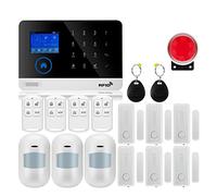 Systeme Alarme Maison, Tuya GSM Protection de sécurité à Domicile système d'alarme Intelligent écran Tactile Kit antivol Application Mobile télécommande RFID Bras et désarmer(W2B6)