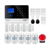 Systeme Alarme Maison, Tuya GSM Protection de sécurité à Domicile système d'alarme Intelligent écran Tactile Kit antivol Application Mobile télécommande RFID Bras et désarmer(W2B11)