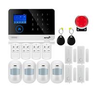 Systeme Alarme Maison, Tuya GSM Protection de sécurité à Domicile système d'alarme Intelligent écran Tactile Kit antivol Application Mobile télécommande RFID Bras et désarmer(W2B7)