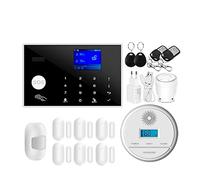 Systeme Alarme Maison, Tuya GSM système d'alarme de sécurité à Domicile Prise en Charge réseau température humidité Kit d'alarme de sécurité à Domicile Intelligent(Option J)