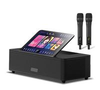 Système audio karaoké avec 2 microphones sans fil, écran tactile de 14", téléchargement de chansons en nuage, YouTube, KTV/film/MP3, Bluetooth, enregistrement, sortie HDMI, stockage de 1 To