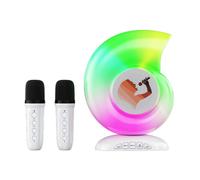 Système audio Lizheee Conch avec microphone, éclairage d'ambiance, son intégré, mini kit KTV familial avec haut-parleurs et télécommande.