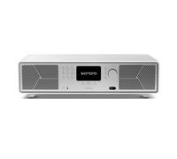 Système audio stéréo compact Sonoro Avaton avec subwoofer intégré Blanc mat et Argent