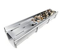 Système caniveau extérieur résine avec Couvercle INOX perforé, Drain sous Galets décoratifs, Drainage Efficace pour allée, Jardin, terrasse, Parking, kit canalisation Robuste(W22xH20cm/8.6x7.8in)