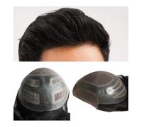 Système capillaire pour hommes, Hommes capillaire prothèse dentelle homme toupet perruques de cheveux humains avant dentelle suisse délié respirant indien perruques de cheveux humains(Black,7x9)