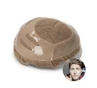 Système capillaire pour hommes, Système de perruque for hommes, toupet de cheveux humains, respirant, prothèse capillaire, 100%(Medium Blonde)