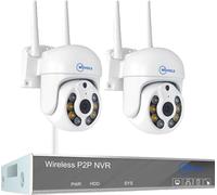 Système CCTV sans fil, 10CH NVR, détection d'humanoïde IA, 10CH 5MP avec 2 PTZ, 4T