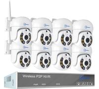 Système CCTV sans fil, 10CH NVR, Détection Humanoïde IA, 10CH 5MP avec 8 PTZ, Aucune