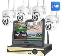 Système CCTV sans fil, NVR 10CH, détection d'humanoïde IA, moniteur 10CH 3MP, 1T