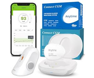Système CGM de Suivi du Glucose - Transmetteur avec 1 Capteur, Utilisation jusqu’à 14 Jours, Alertes Intelligentes, Port Confortable, Partage des Données