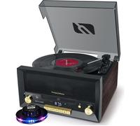 gef-roy Système Chaîne HiFi - Muse MT-112W - CD 20W Vintage avec Platine Vinyle - CD/FM/USB/AUX - 33/45/78 Tours - Lumière OVNI