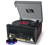 gef-roy Système Chaîne HiFi - Muse MT-112W - CD 20W Vintage avec Platine Vinyle - CD/FM/USB/AUX - 33/45/78 Tours - Lumière OVNI