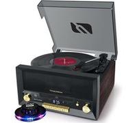 gef-roy Système Chaîne HiFi - Muse MT-112W - CD 20W Vintage avec Platine Vinyle - CD/FM/USB/AUX - 33/45/78 Tours - Lumière OVNI