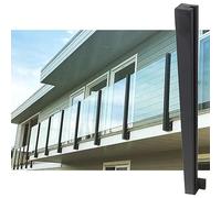 Système complet de balustrade de piscine extérieure en acier inoxydable 304 noir avec poteau en verre et fixation latérale(Left End Post,110cm)