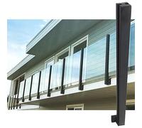 Système complet de balustrade de piscine extérieure en acier inoxydable 304 noir avec poteau en verre et fixation latérale(Shallow Grey,120cm)