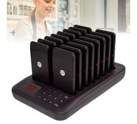 Système D’Appel Restaurant, Système De Pagers Clients sans Fil 500m, 998 Canaux Extensibles, 3 Modes D’Alerte Lumière/Vibration/Son, Pagers pour Café, Bar, Clinique Et Food Truck Black 6pcs