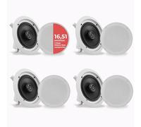 Système D`Enceinte Plafond Bluetooth 16,5 Cm, Système D`Enceinte Plafond/Murale 2 Voies Avec Connexions Rapides, Grilles Rondes/Carrées, Amplificateur 4 Canaux, 200 Watts, Haut Parleur Bluetooth